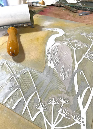 Ashley Hutchinson Heron by the River Bank Framed