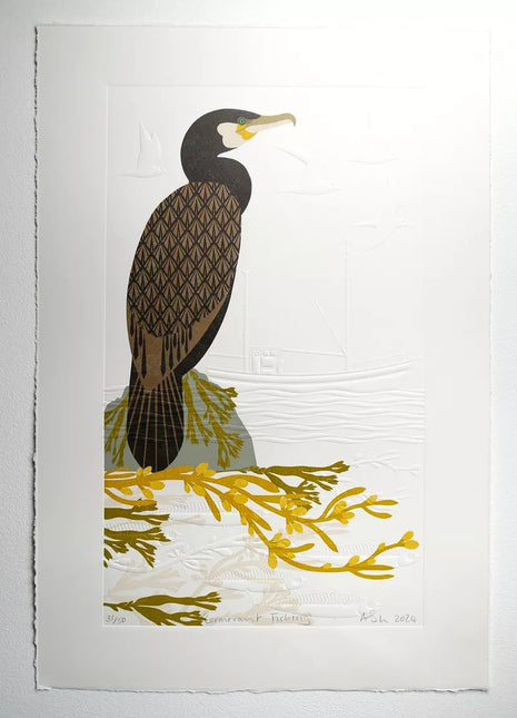 Ashley Hutchinson Cormorant Fishing Framed