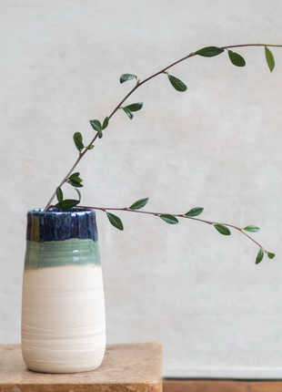 Kirsty Adams Rockpool Vase Green Blue Rim KA5