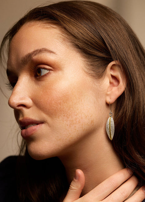 Rhona Petrie Silver & Gold Long Leaf Earrings