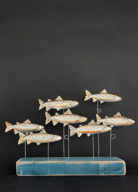 Seth Draper Seven Brown Trout on Painted Block