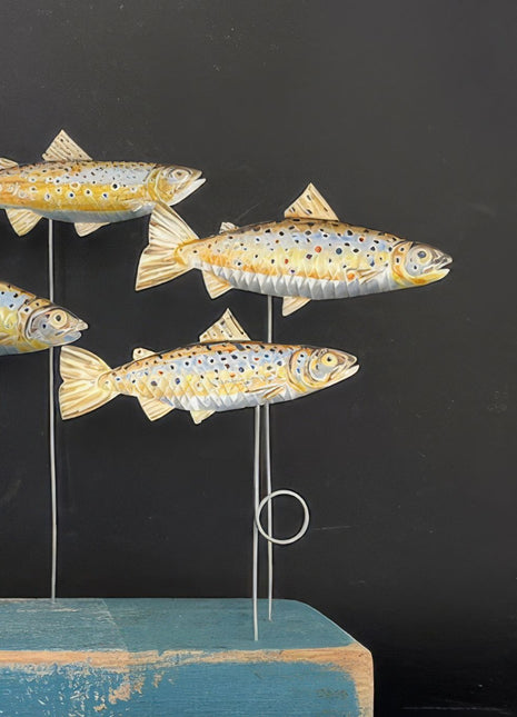 Seth Draper Five Brown Trout on Painted Block