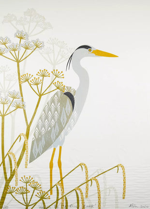 Ashley Hutchinson Heron by the River Bank Framed