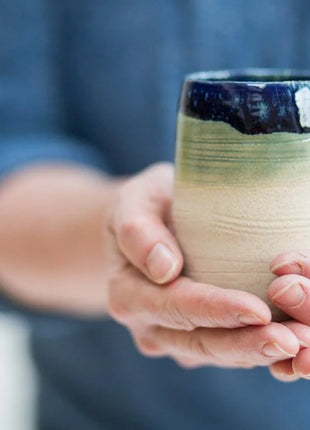 Kirsty Adams Tumbler Green Blue Rim